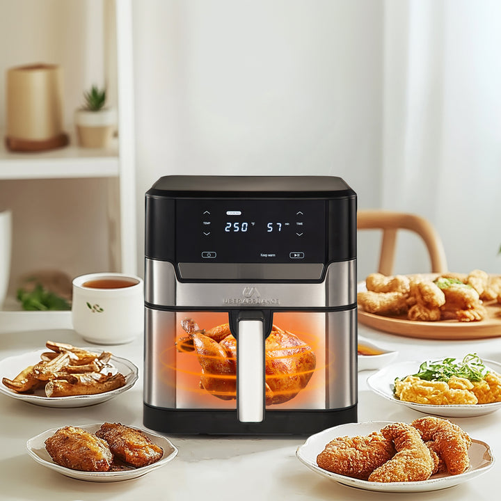 Uber Appliance Air fryer XL Premium Ceramic Coated PTFE PFOA Free - 7QT SS